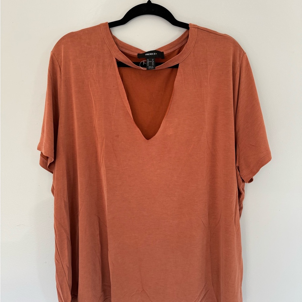 Forever 21 Orange Cut Out Relaxed T-Shirt